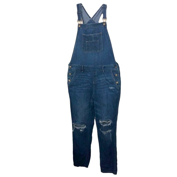 AMERICAN RAG CIE Slim Stretch Distressed Denim OVERALL Carpenter Jeans - Picture 1 of 10